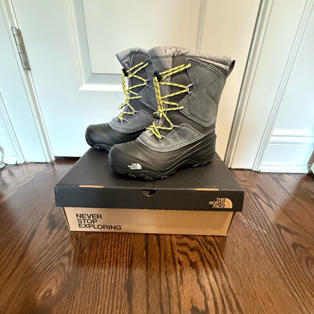 The North Face Gray and Yellow Winter Boots